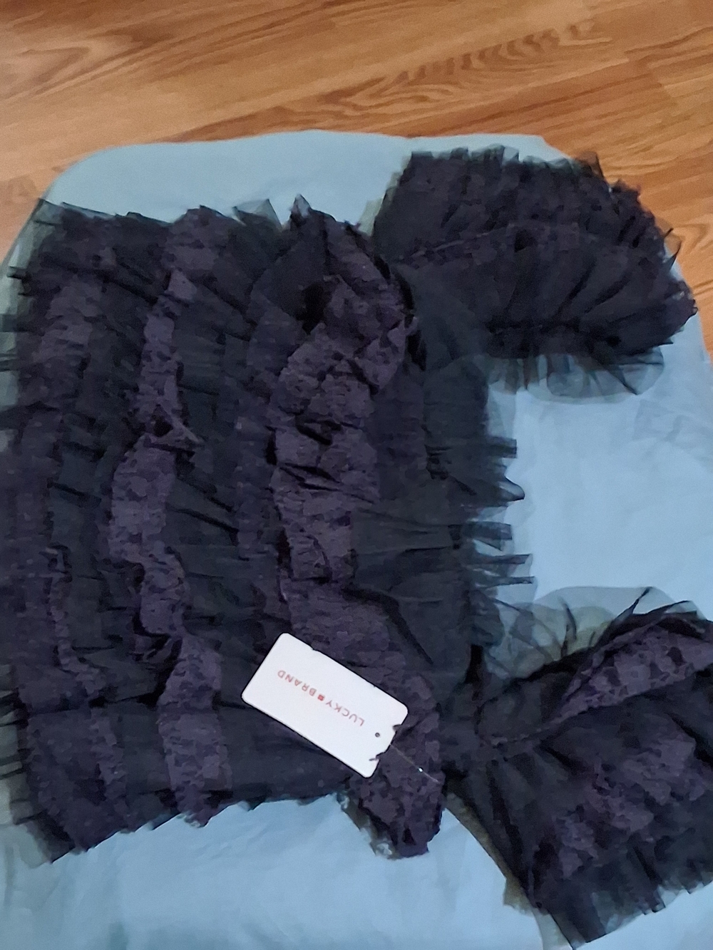 Lucky Brand Black Layered Ruffle Crop Top